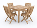 Salon de jardin repas - Bois de teck - 120x120x75 cm - Naturel - Classique