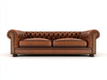 Canapé 2 places - Cuir synthétique - 218x92x78 cm - Brun cognac - Chesterfield
