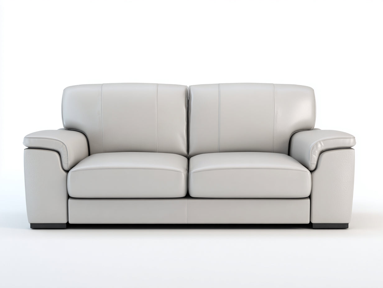 Canapé 2 places - Cuir synthétique - 181x91x84 cm - Blanc cassé - Moderne