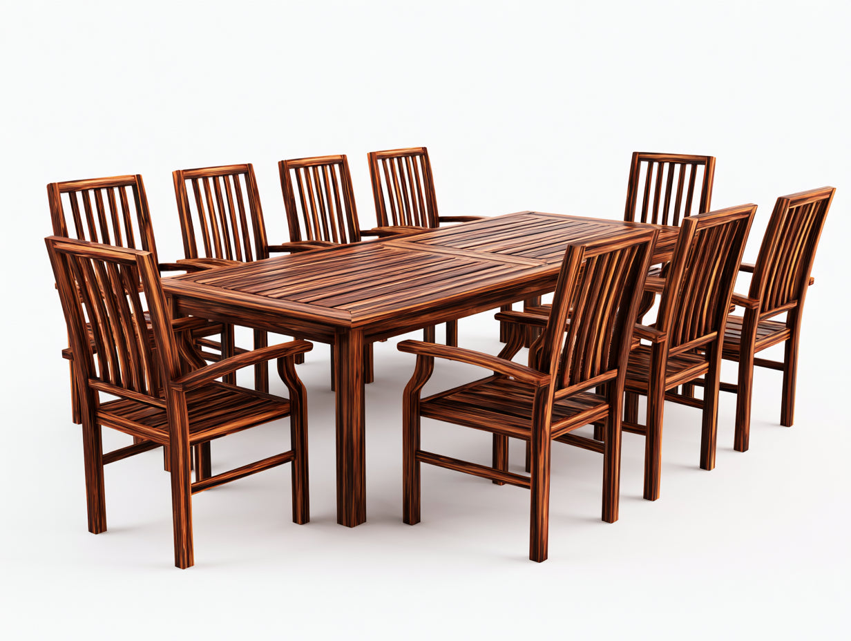 Salon de jardin repas-bois-200x100x75 cm-bois foncé-moderne extérieur