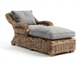 Bain de soleil - rotin-tissu - 190x76x86 cm - naturel-gris - style rustique