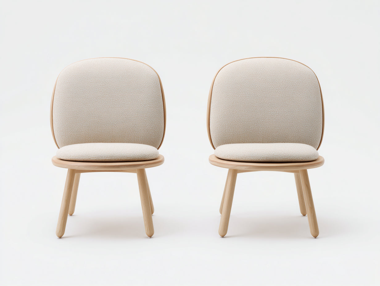 Chaises de salle à manger - tissu-bois - 49x56x81 cm - beige-naturel - scandinave