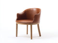 Chaise de salle à manger - simili cuir-bois - 64x59x81 cm - cognac-naturel - contemporain