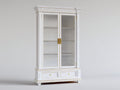 Vitrine-bois-verre-118x48x206 cm-blanc-doré-style classique