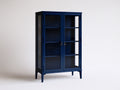 Vitrine-bois-verre-112x42x176 cm-bleu foncé-style contemporain