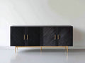Meuble d'entrée - bois-métal - 192x44x78 cm - noir-doré - contemporain