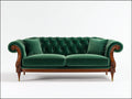 Canapé 2 places - Velours-bois - 198x86x84 cm - Vert émeraude-naturel - Classique