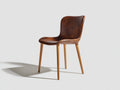 Chaise de salle à manger - simili cuir-bois - 51x55x84 cm - marron foncé-naturel - contemporain