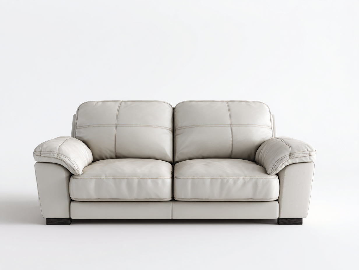 Canapé 2 places - Cuir synthétique - 174x86x81 cm - Crème - Moderne