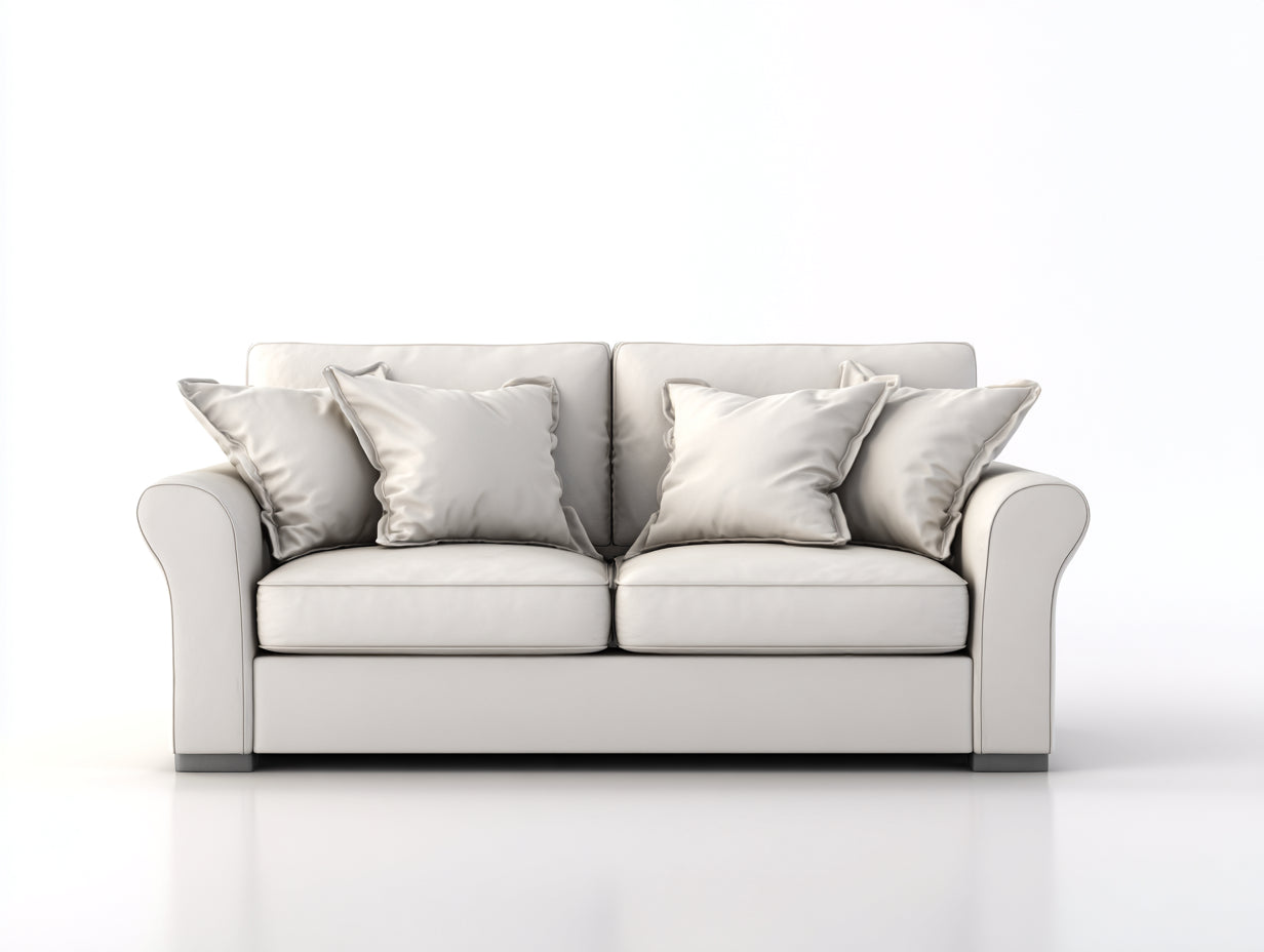 Canapé 2 places - Cuir synthétique - 180x88x83 cm - Blanc cassé - Moderne