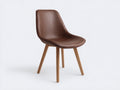 Chaise de salle à manger - simili cuir-bois - 51x56x85 cm - brun foncé-naturel - contemporain