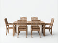Salon de jardin repas - Bois de teck - 220x100x75 cm - Naturel - Classique