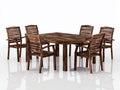 Salon de jardin repas - Bois massif - 180x100x75 cm - Brun foncé - Contemporain