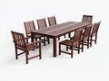 Salon de jardin repas - Bois massif - 220x100x75 cm - Marron foncé - Classique