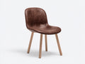 Chaise de salle à manger - simili cuir-bois - 50x55x82 cm - marron-naturel - contemporain