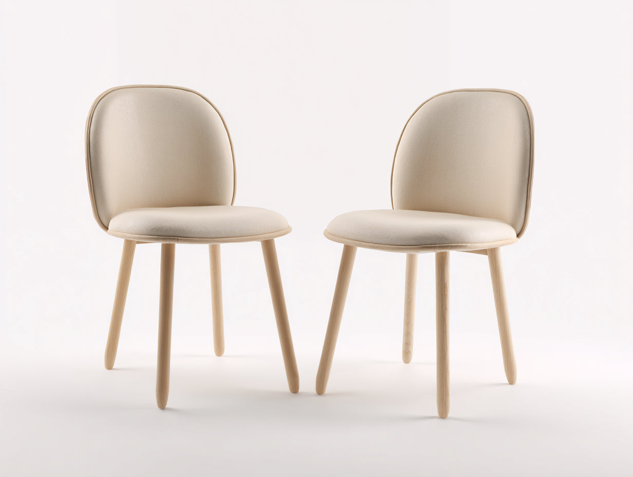 Chaises de salle à manger - tissu-bois - 48x55x82 cm - beige-naturel - scandinave
