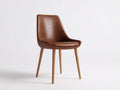 Chaise de salle à manger - simili cuir-bois - 52x56x84 cm - brun-naturel - contemporain