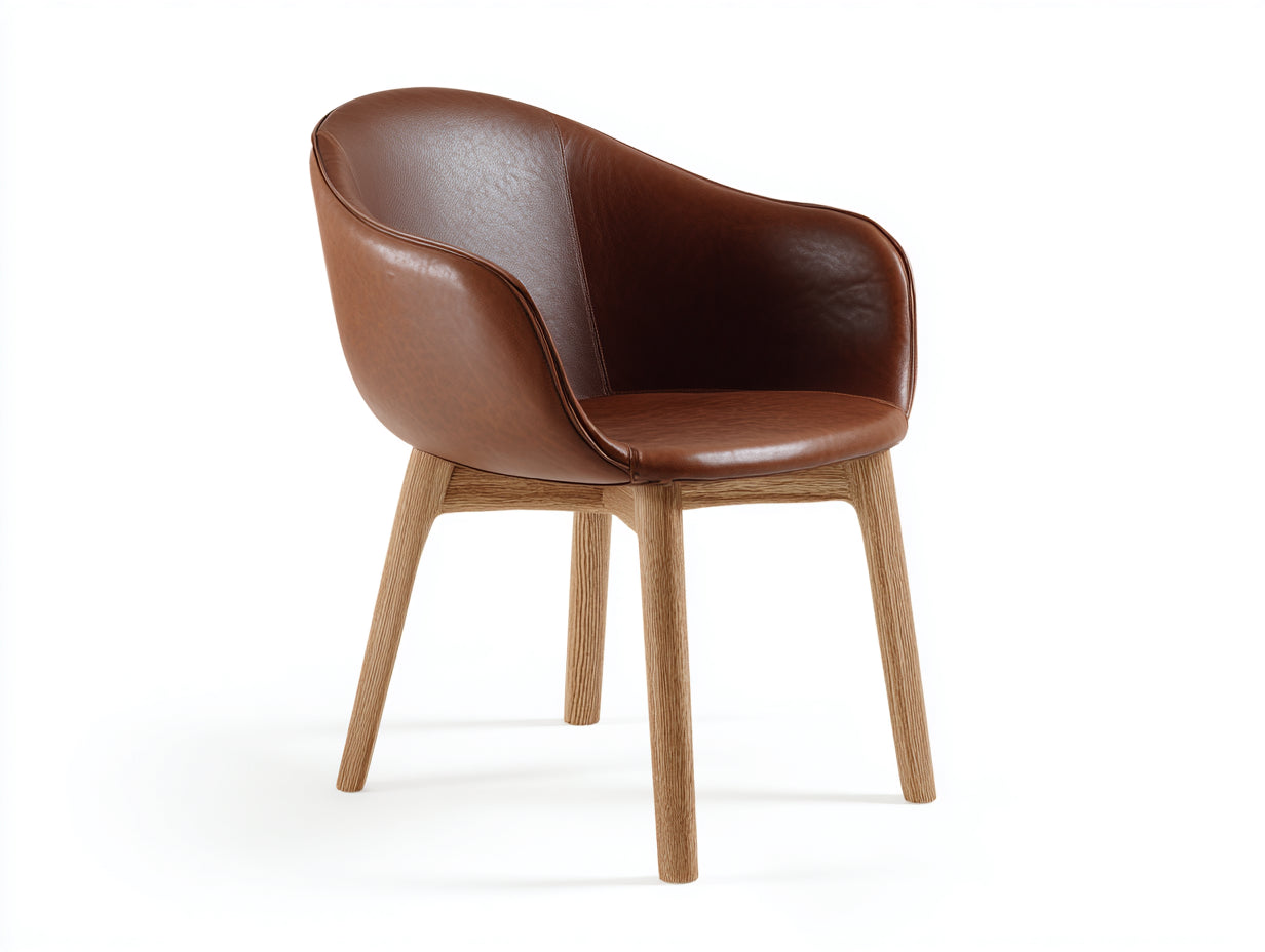 Chaise de salle à manger - simili cuir-bois - 62x58x82 cm - marron clair-naturel - contemporain