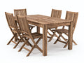 Salon de jardin repas - Bois massif - 180x100x75 cm - Brun vieilli - Rustique