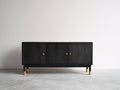Meuble d'entrée - bois-métal - 170x42x74 cm - noir-doré - contemporain