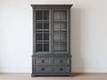 Vitrine-bois-verre-124x47x196 cm-gris anthracite-style classique