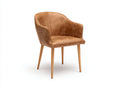 Chaise de salle à manger - simili cuir-bois - 61x57x83 cm - camel-naturel - contemporain