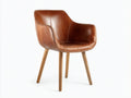 Chaise de salle à manger - simili cuir-bois - 61x58x82 cm - cognac-naturel - vintage contemporain
