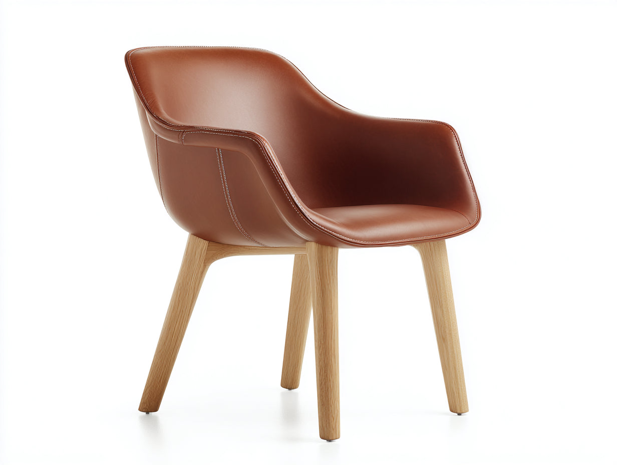 Chaise de salle à manger - simili cuir-bois - 62x58x82 cm - brun-naturel - contemporain