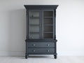 Vitrine-bois-verre-122x50x202 cm-gris foncé-style classique