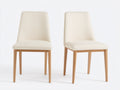Chaises de salle à manger - tissu-bois - 47x56x86 cm - crème-naturel - contemporain
