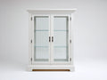 Vitrine-bois-verre-116x44x174 cm-blanc-noir-style classique