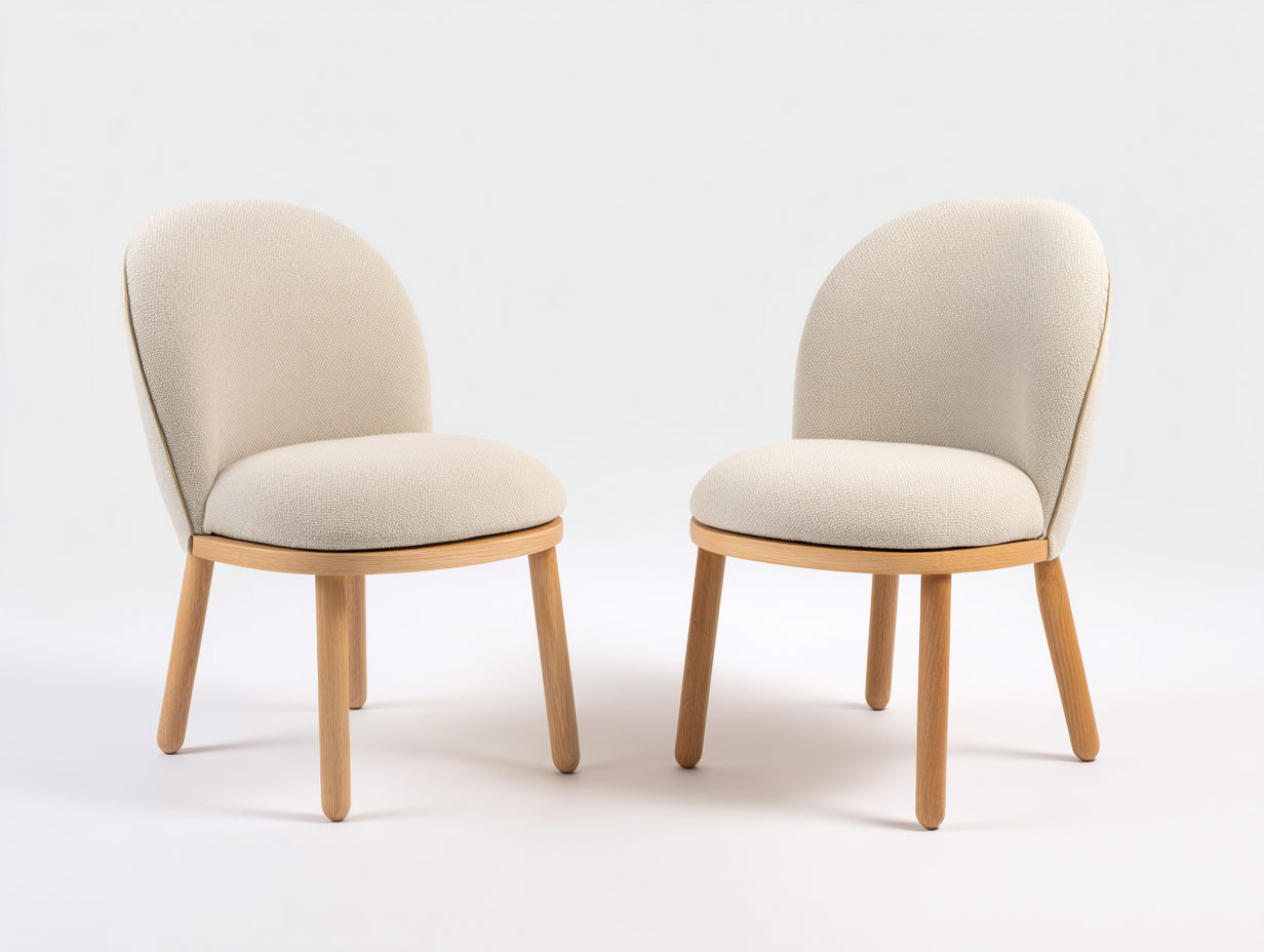 Chaises de salle à manger - tissu-bois - 50x56x82 cm - beige-naturel - scandinave