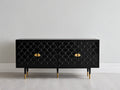 Meuble d'entrée - bois-métal - 186x44x80 cm - noir-doré - art déco