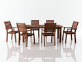Salon de jardin repas - bois - 200x100x75 cm - brun acajou - style contemporain