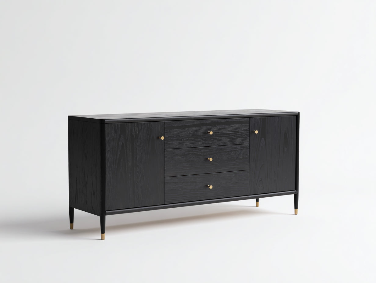 Meuble d'entrée - MDF-métal - 162x42x78 cm - Noir-doré - Moderne