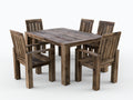 Salon de jardin repas - Bois massif - 180x110x75 cm - Brun vieilli - Rustique