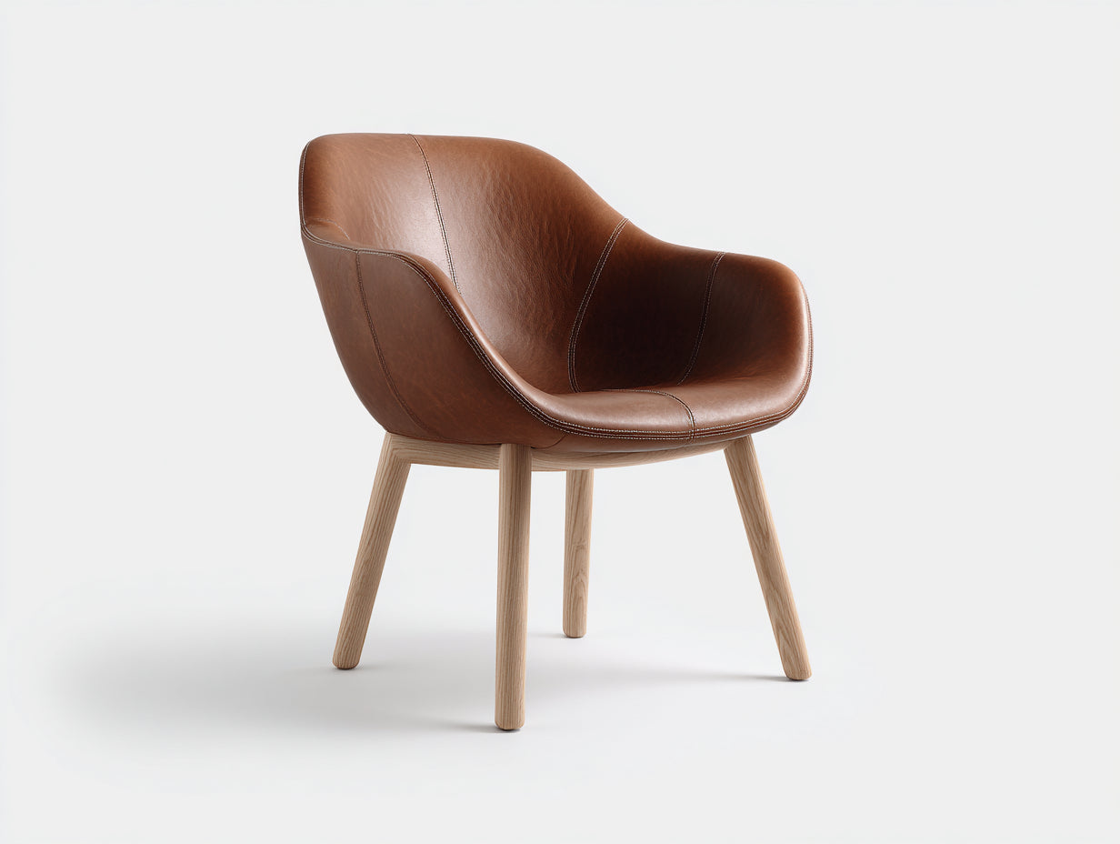 Chaise de salle à manger - simili cuir-bois - 63x59x82 cm - brun-naturel - contemporain
